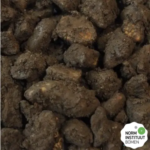 Kleiomhulde steenbrokken met logo Norm Instituut Bomen